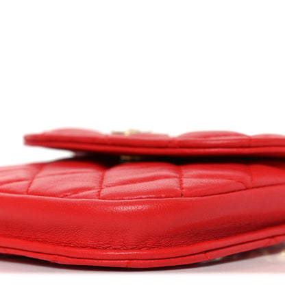 Chanel Lambskin Quilted Pearl Crush Waist Bag Red 10 of 10