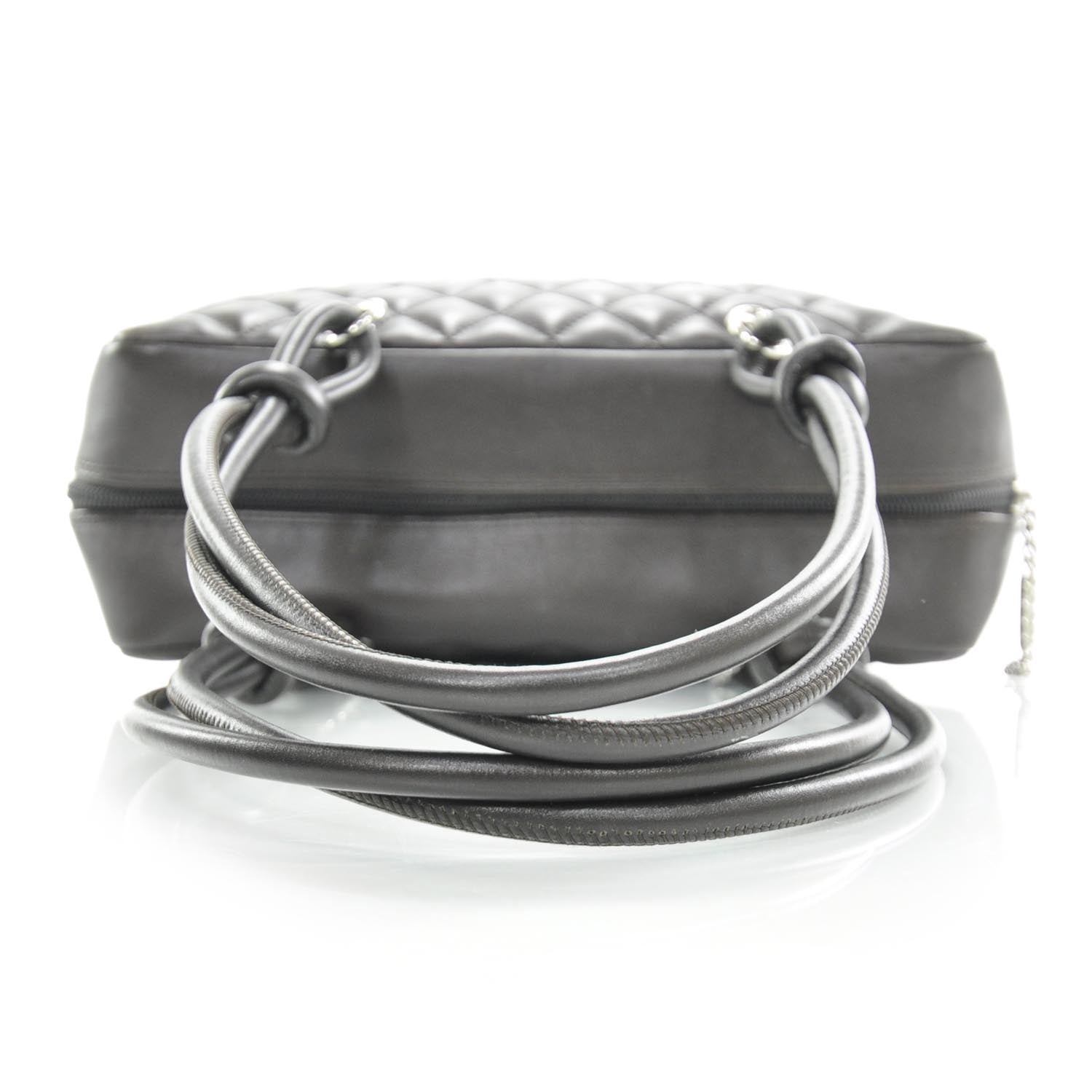 Chanel Calfskin Quilted Large Cambon Bowler Dark Brown 6 of 10