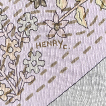 Hermes Silk Pique Fleuri de Provence Scarf 90 Gris Perle Lilas Rose Poudre 4 of 6