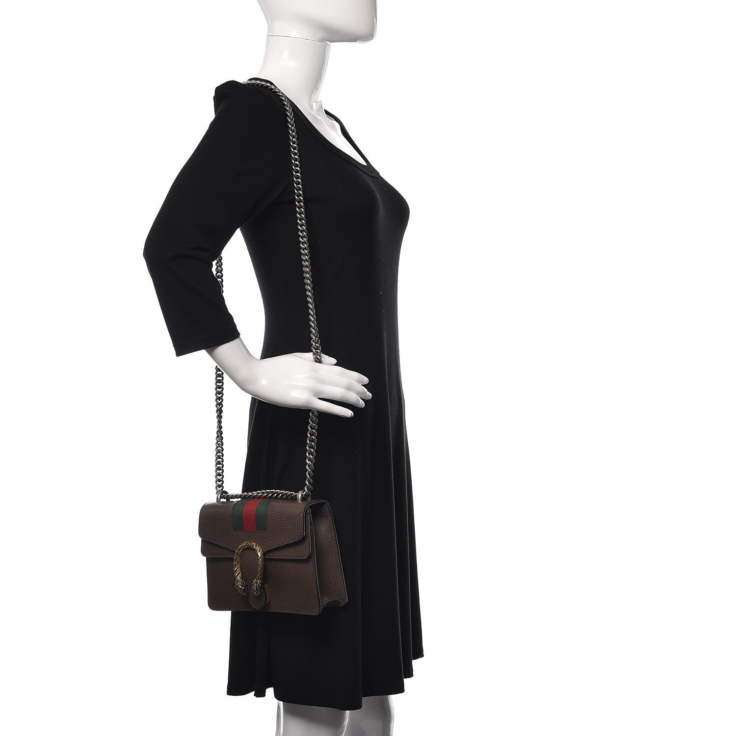 Gucci Textured Calfskin Web Mini Dionysus Shoulder Bag New Acero 2 of 10