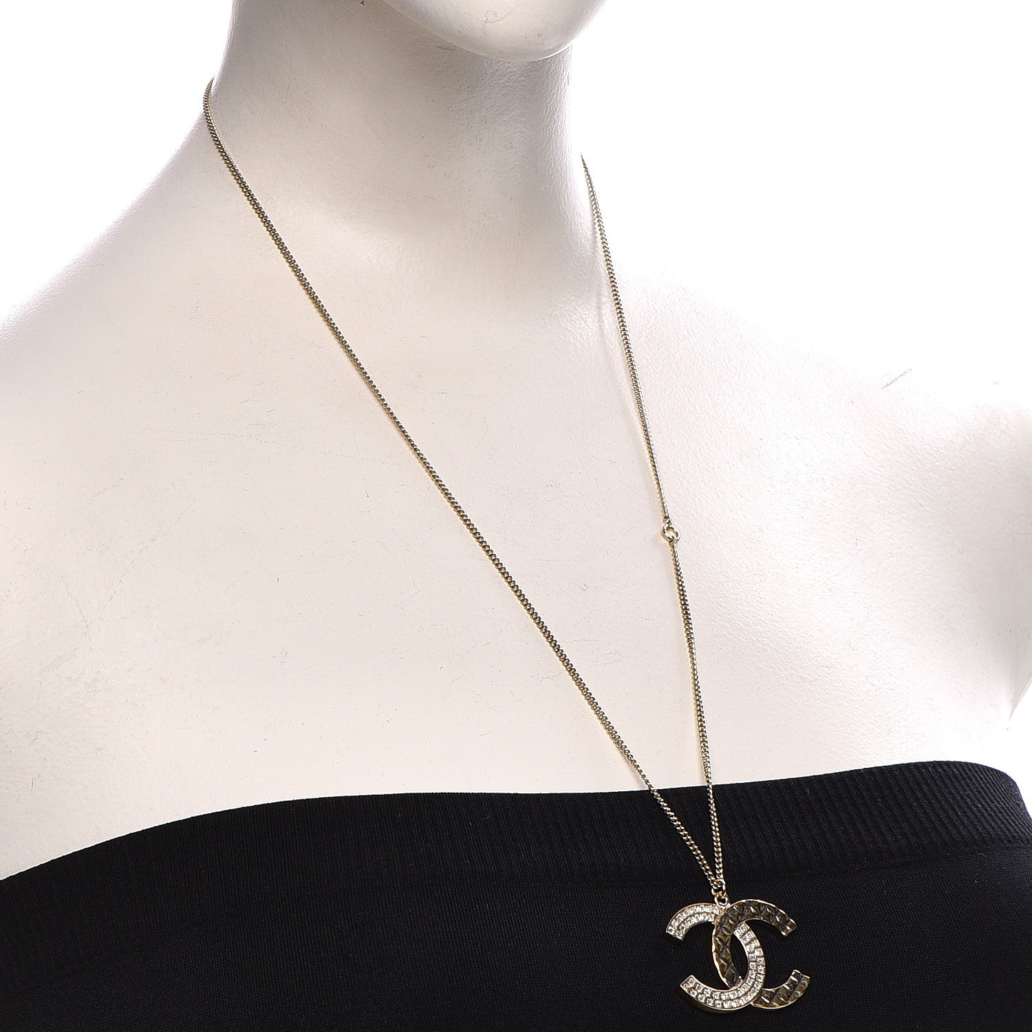 Chanel Baguette Crystal CC Necklace Gold 2 of 6