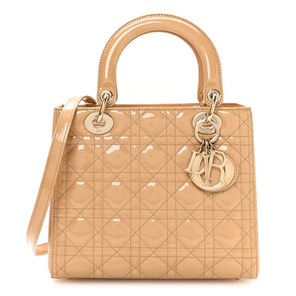 Christian Dior Patent Cannage Medium Lady Dior Beige 1 of 10