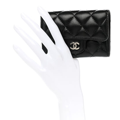 Chanel Lambskin Quilted Flap Card Holder Wallet Black 2 of 13