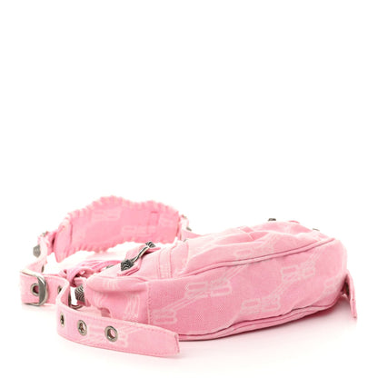 Balenciaga Denim BB Monogram Le Cagole Shoulder Bag XS Pink 5 of 13
