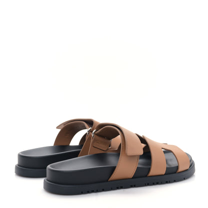 Hermes Calfskin Womens Chypre Sandals 36.5 Gold 4 of 9