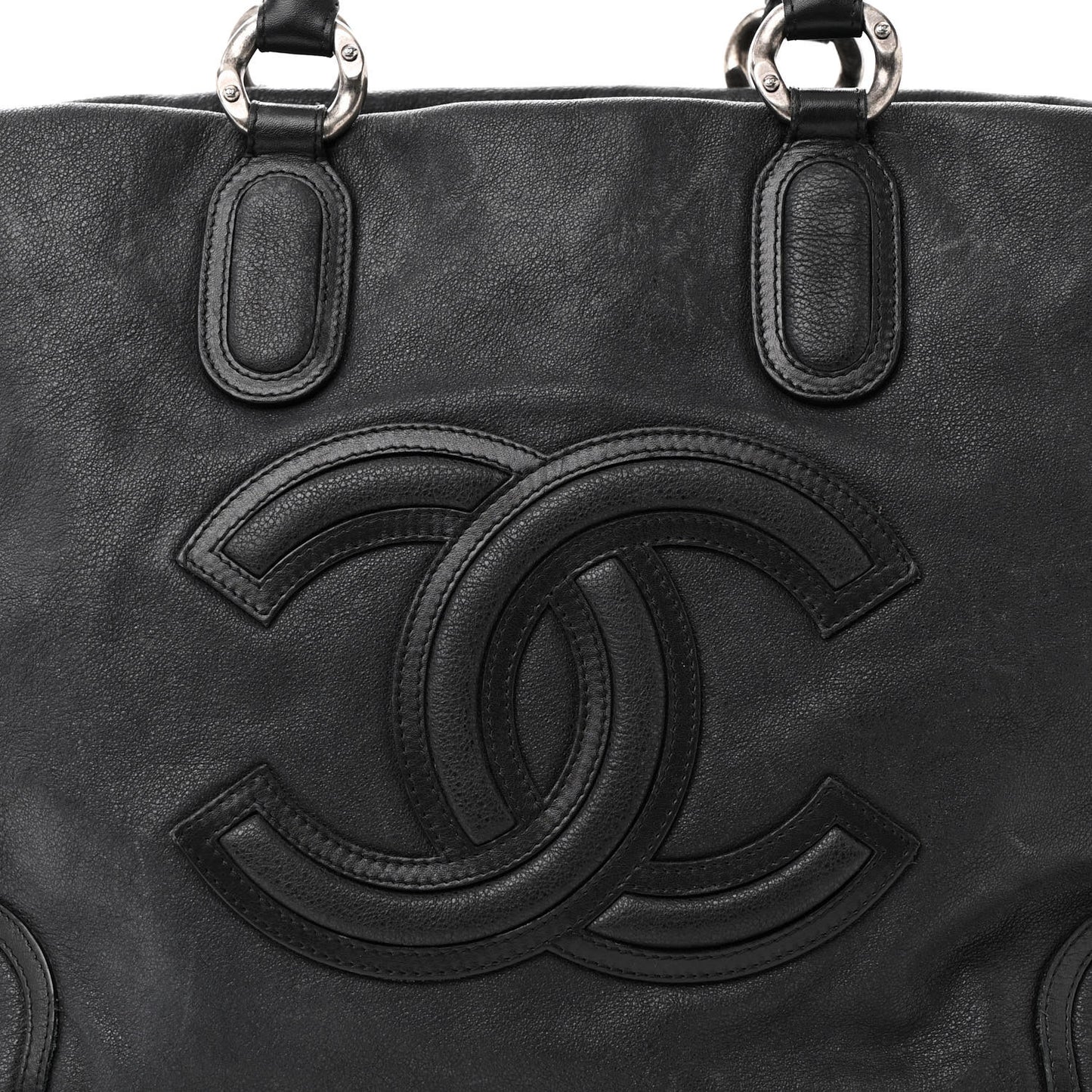Washed Calfskin Tote Black