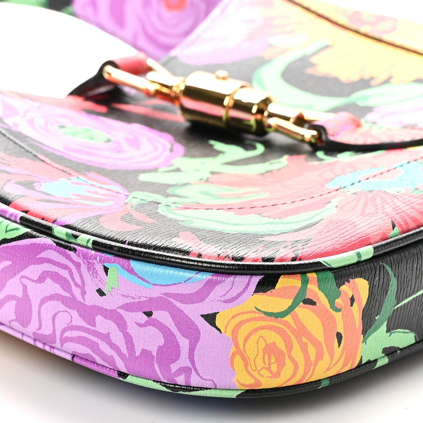 X KEN SCOTT New Shangai Calfskin Jenny Floral Print Small Jackie 1961 Hobo Black Pink