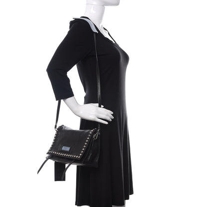 Prada Glace Calfskin Studded Etiquette Flap Black 2 of 11