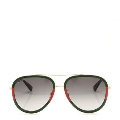 Gucci Metal Web Aviator Sunglasses GG0062S Green Red 1 of 6