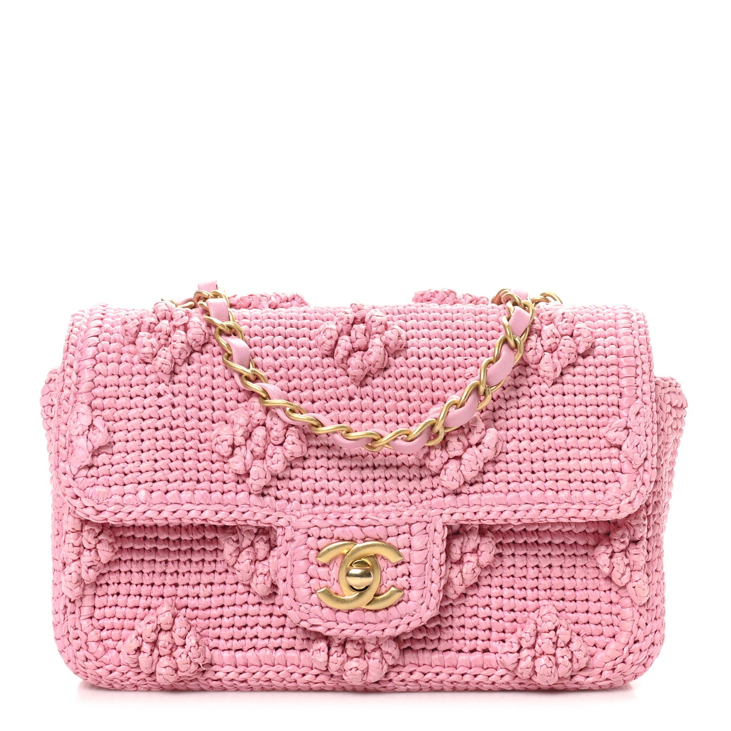 Chanel Raffia Small Dolce Raffia Flap Bag Pink 1 of 11