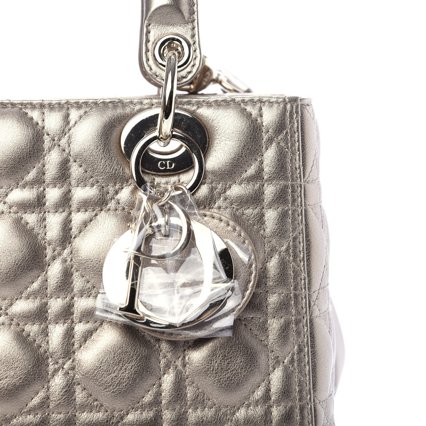 Metallic Calfskin Cannage Medium Lady Dior Gold