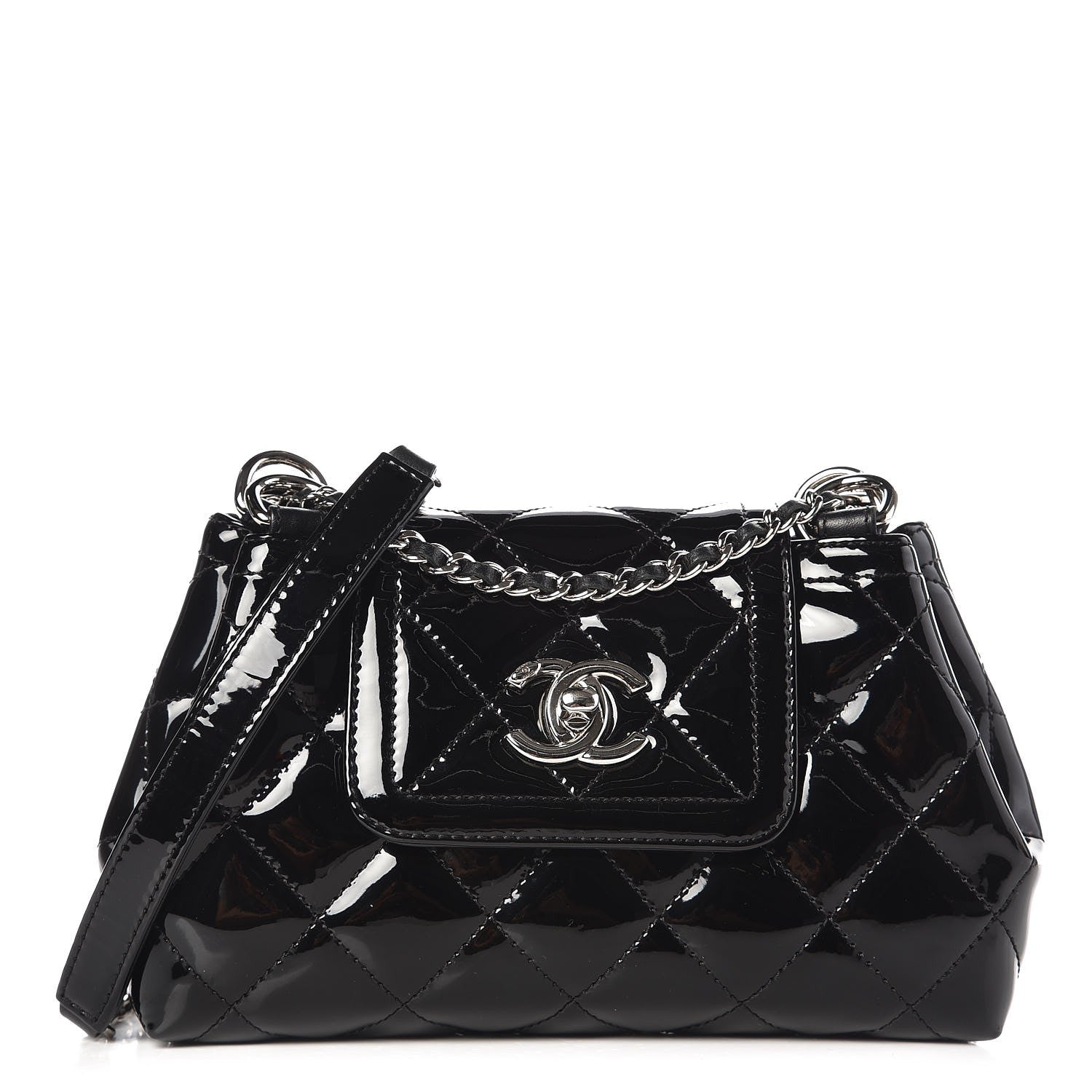 Chanel Patent Quilted Coco Shine Small Accordion Flap Black 1 of 10