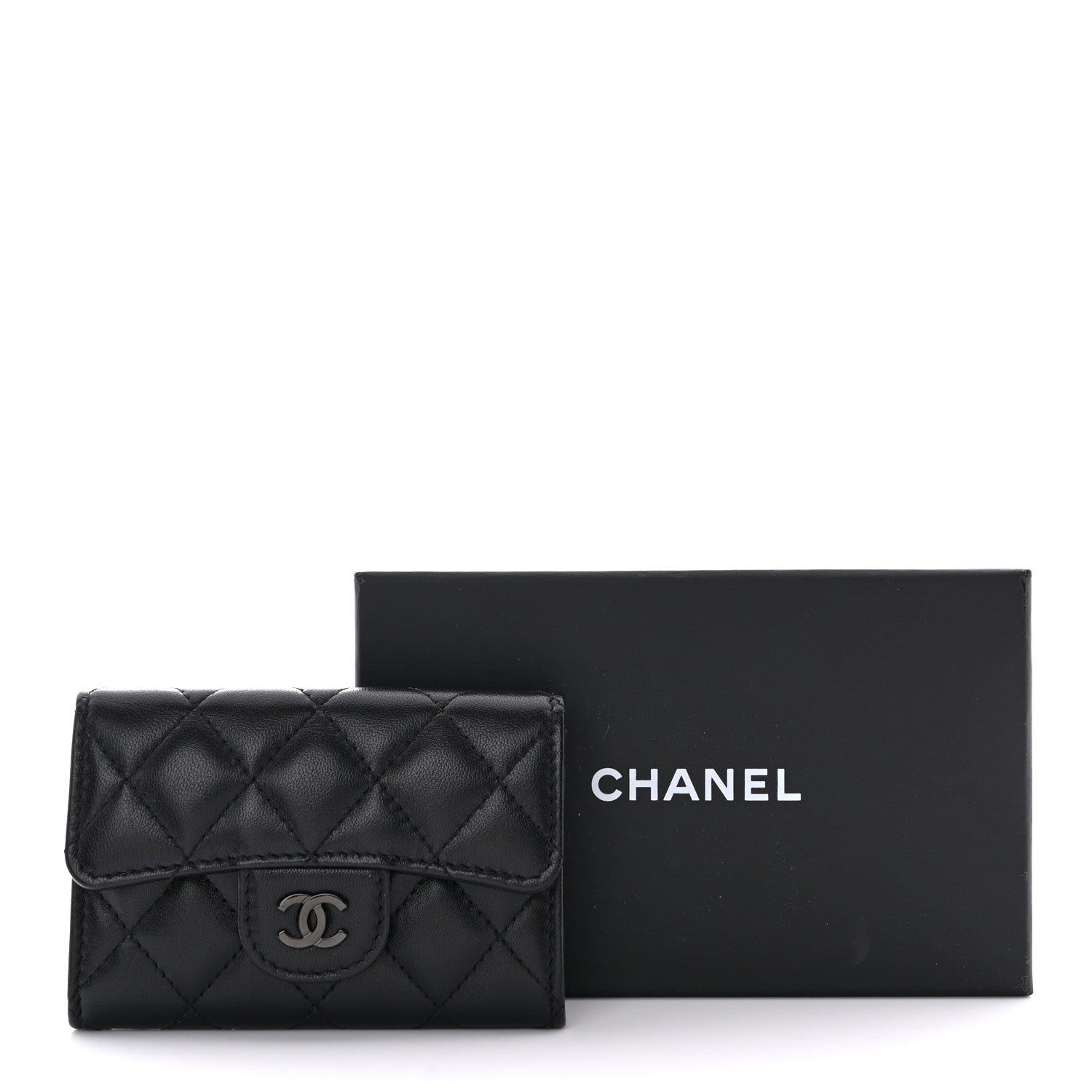 Chanel Lambskin Quilted Flap Card Holder Wallet So Black 11 of 11