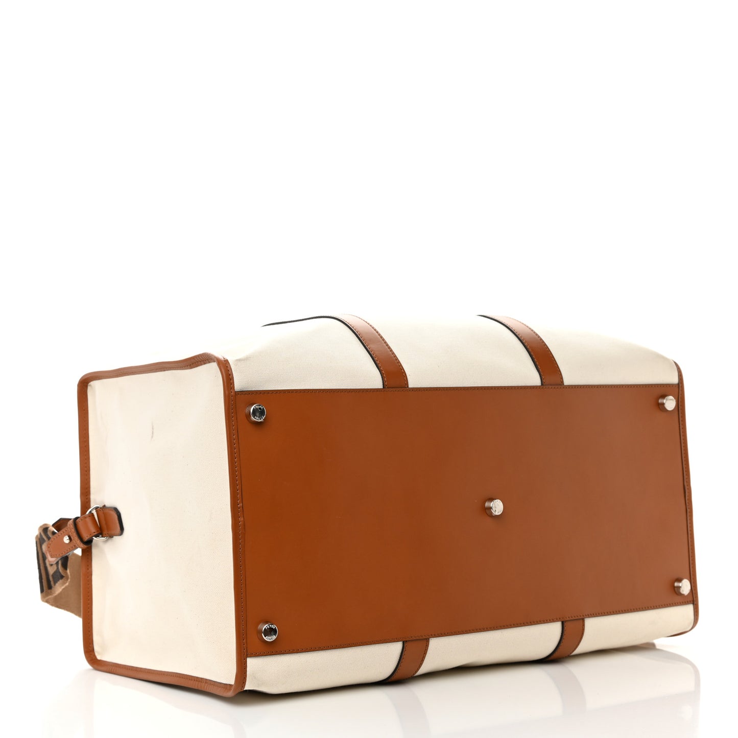 Canvas Logo Embroidered Duffle Bag Grezzo Cuoio