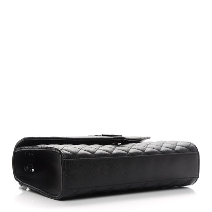 Saint Laurent Grain De Poudre Textured Mixed Matelasse Triquilt Medium Monogram Satchel Black 4 of 8