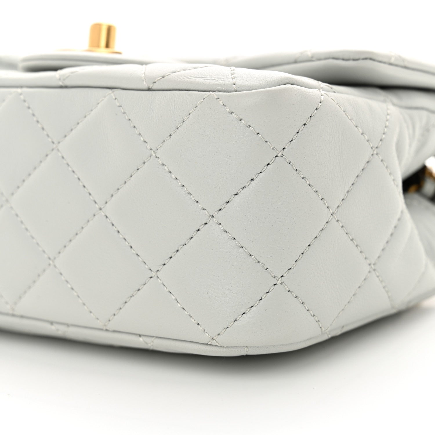 Chanel Lambskin Quilted Mini Pearl Crush Flap Light Grey 10 of 10
