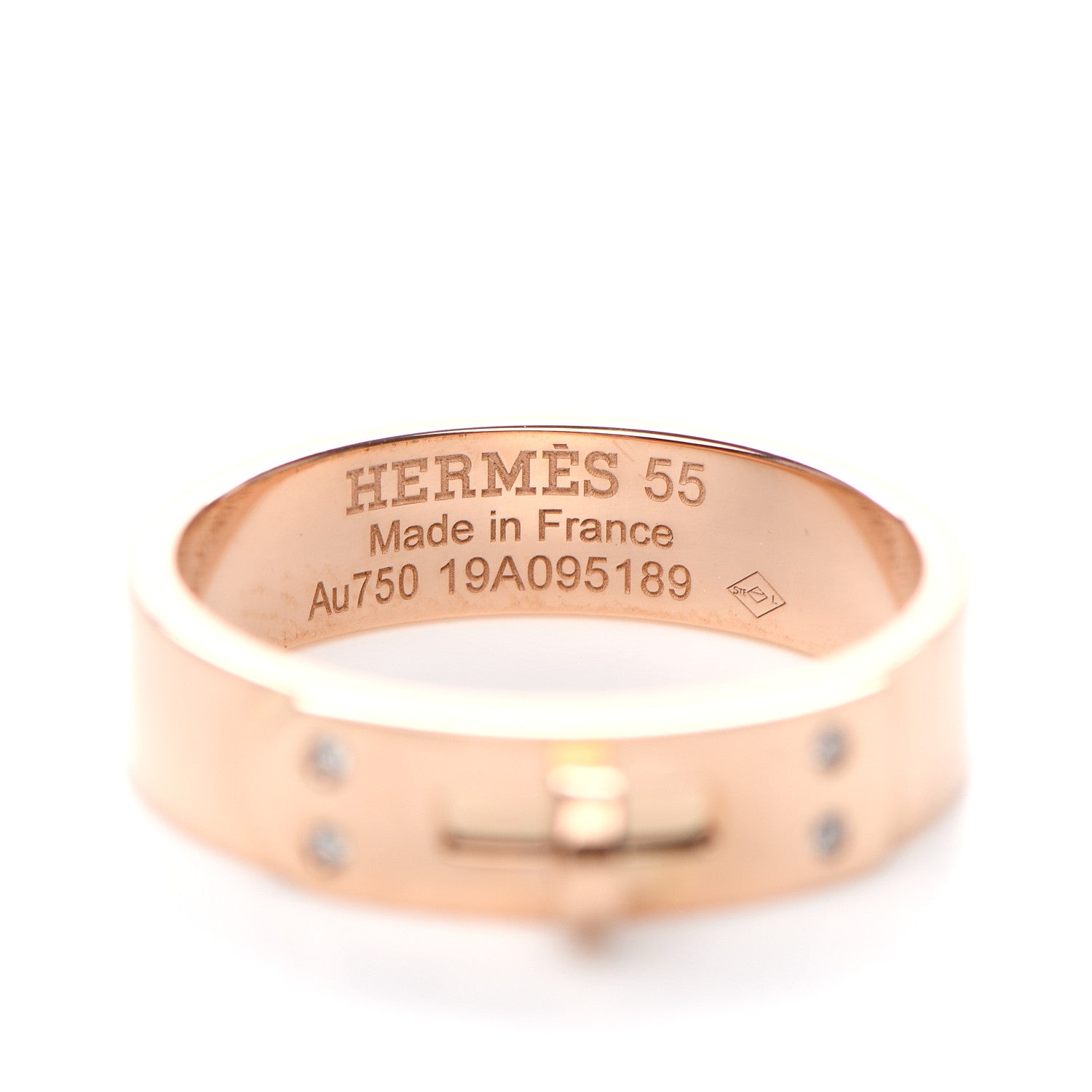 Hermes 18K Rose Gold Diamond PM Kelly Ring 55 7.25 4 of 5
