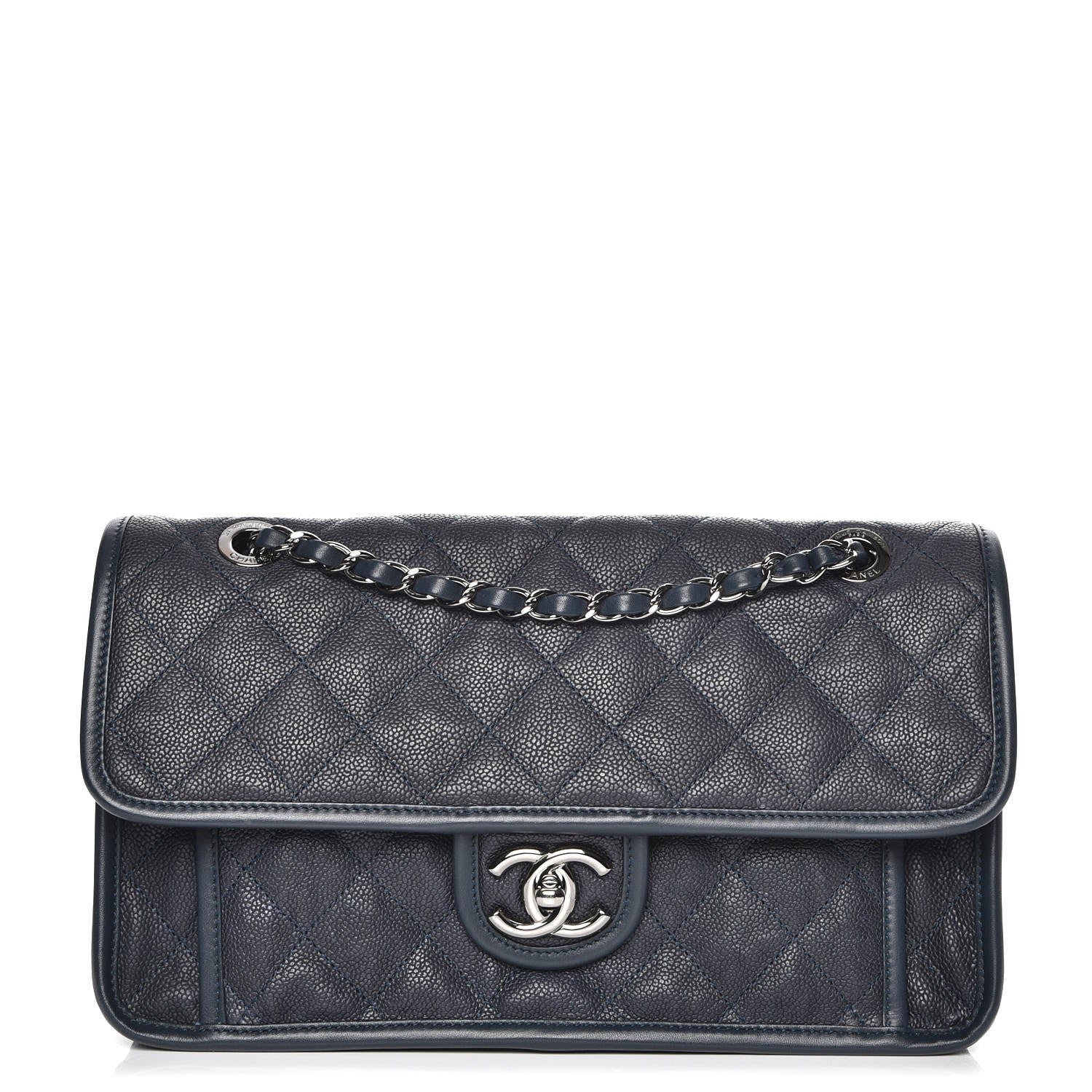 Chanel Caviar Quilted Medium French Riviera Flap Dark Navy Blue 1 of 9