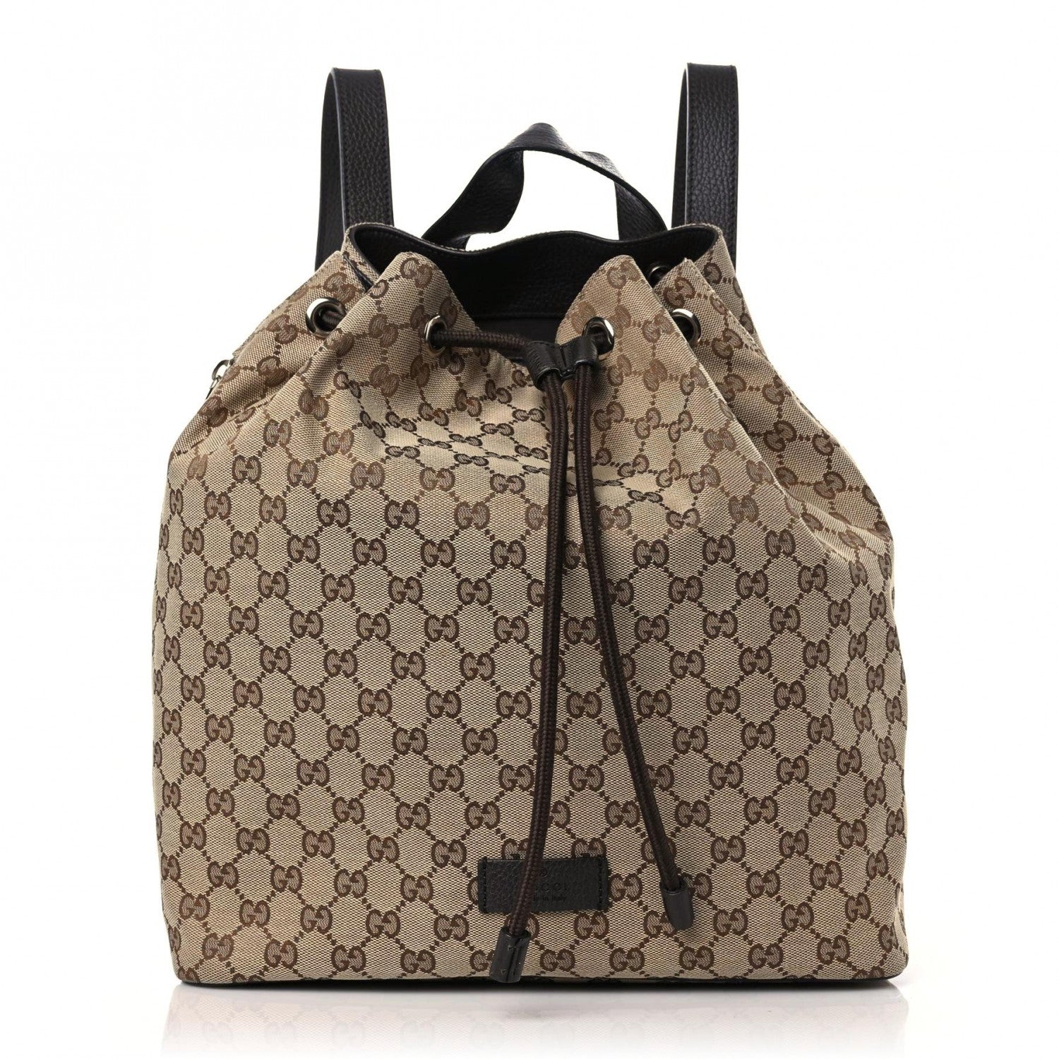 Gucci Monogram Dollar Calfskin O Drawstring Backpack Beige Ebony Testa di Moro Dark Chocolate 1 of 13
