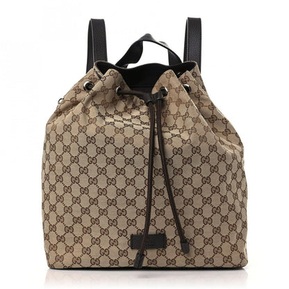 Gucci Monogram Dollar Calfskin O Drawstring Backpack Beige Ebony Testa di Moro Dark Chocolate 1 of 13