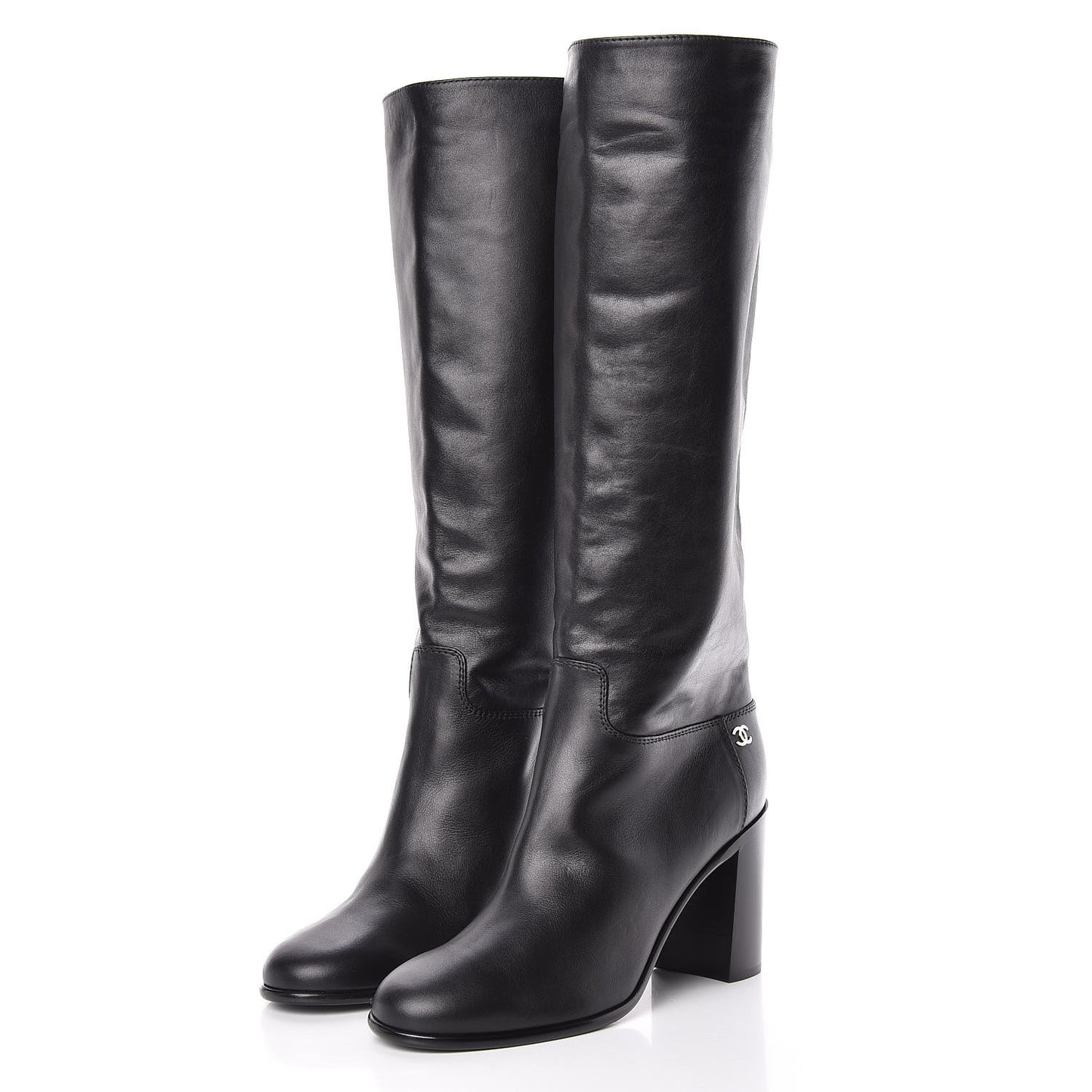 Calfskin Tall CC Boots 41.5 Black