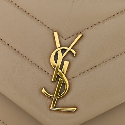 Saint Laurent Calfskin Y Quilted Monogram Toy Loulou Crossbody Bag Dark Beige 11 of 13