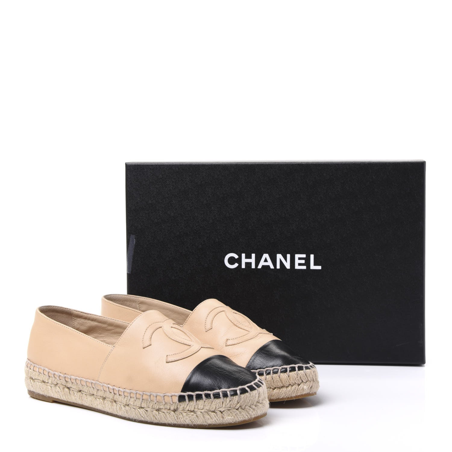 Chanel Lambskin CC Espadrilles 38 Beige Black 9 of 9