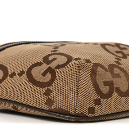 Gucci Monogram Jumbo GG Textured Dollar Calfskin Web Belt Bag Camel Ebony New Acero 9 of 10