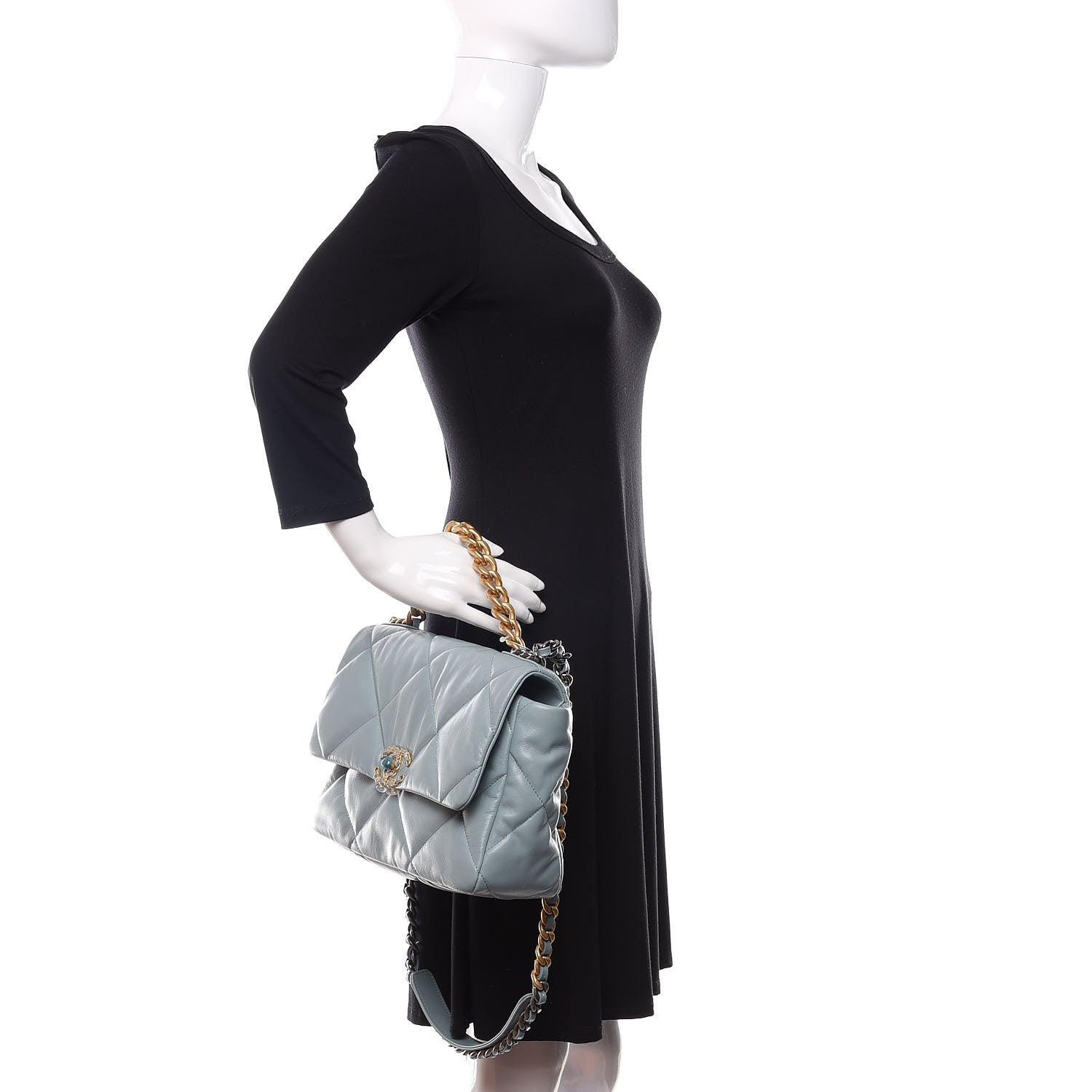 Chanel Goatskin Quilted Large 19 Flap Blue 3 of 11