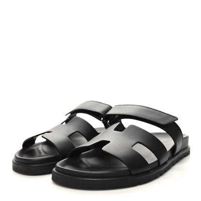 Hermes Calfskin Womens Chypre Sandals 39 Black 3 of 9