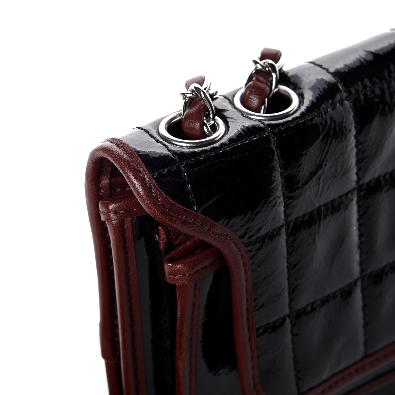 Chanel Patent Lambskin Medium Chocolate Bar Flap Black Bordeaux 11 of 11