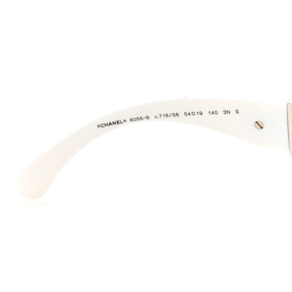 Chanel Acetate Metal Crystal Square Folding Sunglasses 6055-B White 5 of 8
