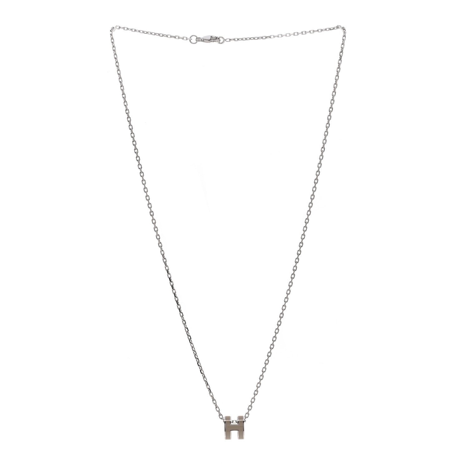 Hermes Palladium Mini Pop H Pendant Necklace Marron Glace 2 of 3