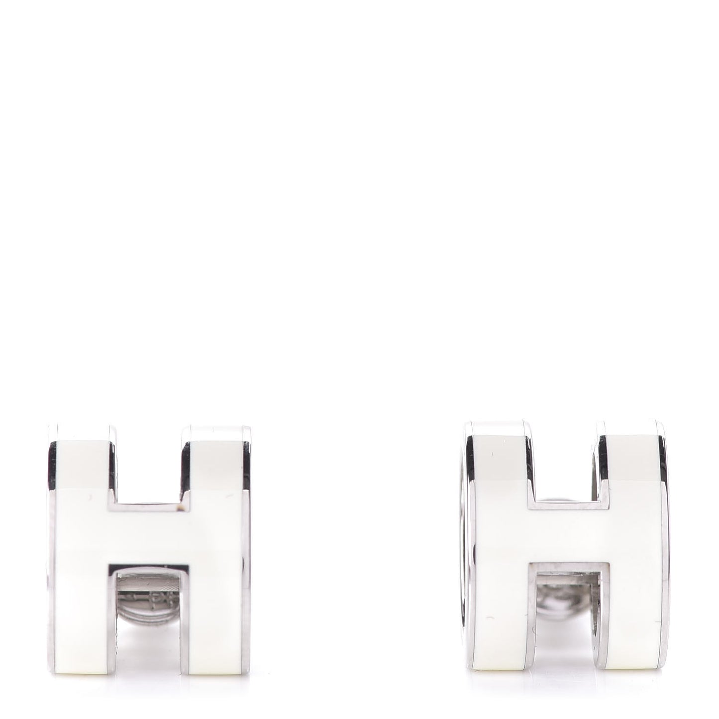 Palladium Lacquered Pop H Earrings White