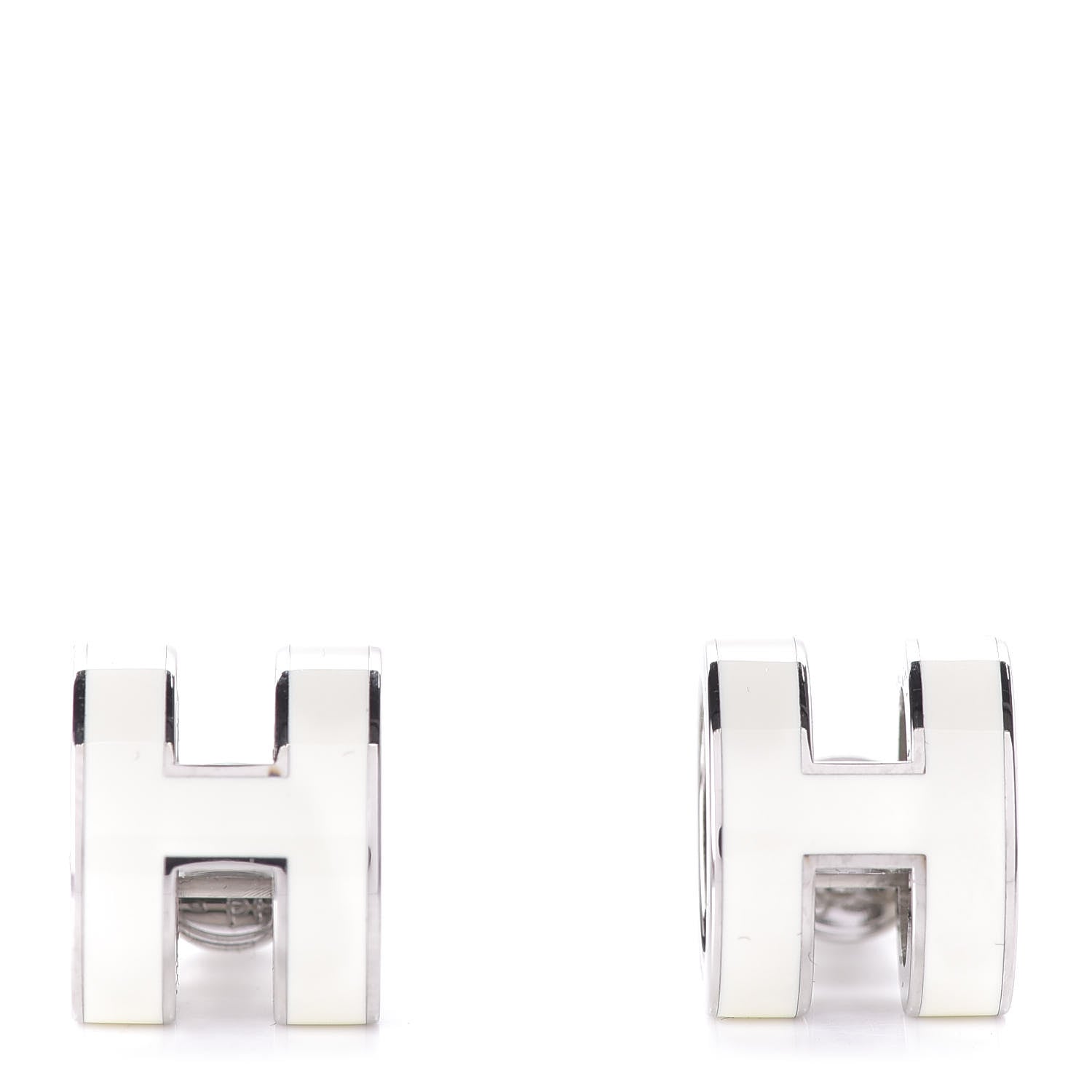 Hermes Palladium Lacquered Pop H Earrings White 1 of 7