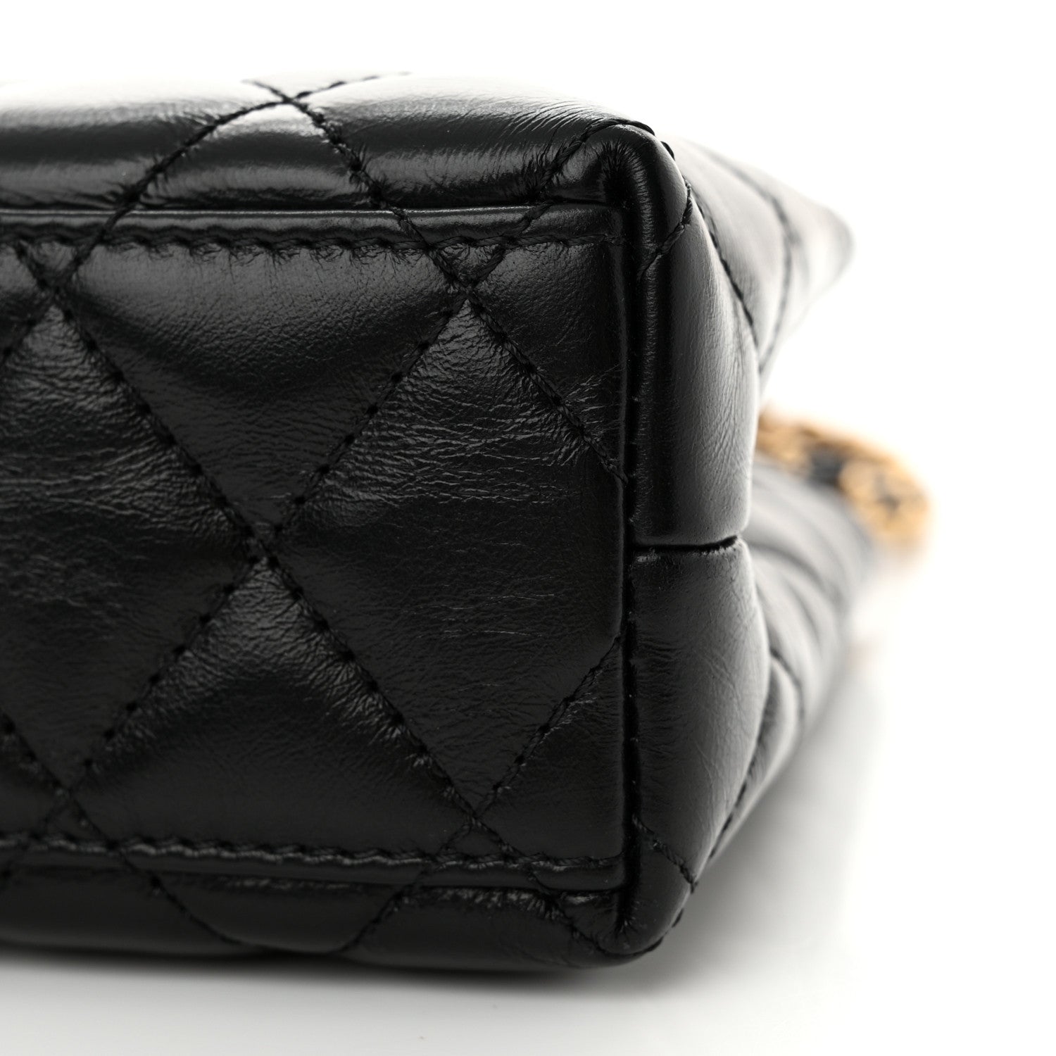 Chanel Shiny Aged Calfskin Quilted Nano Kelly Shopper Black 9 of 13