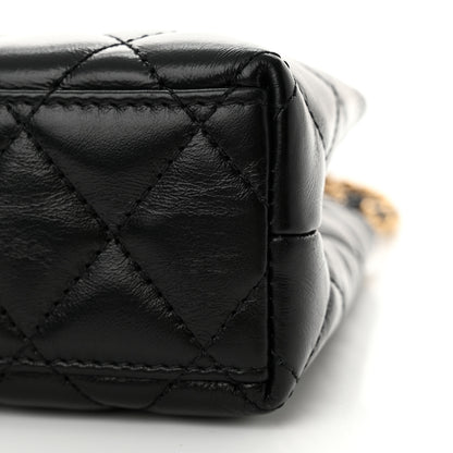 Chanel Shiny Aged Calfskin Quilted Nano Kelly Shopper Black 9 of 13