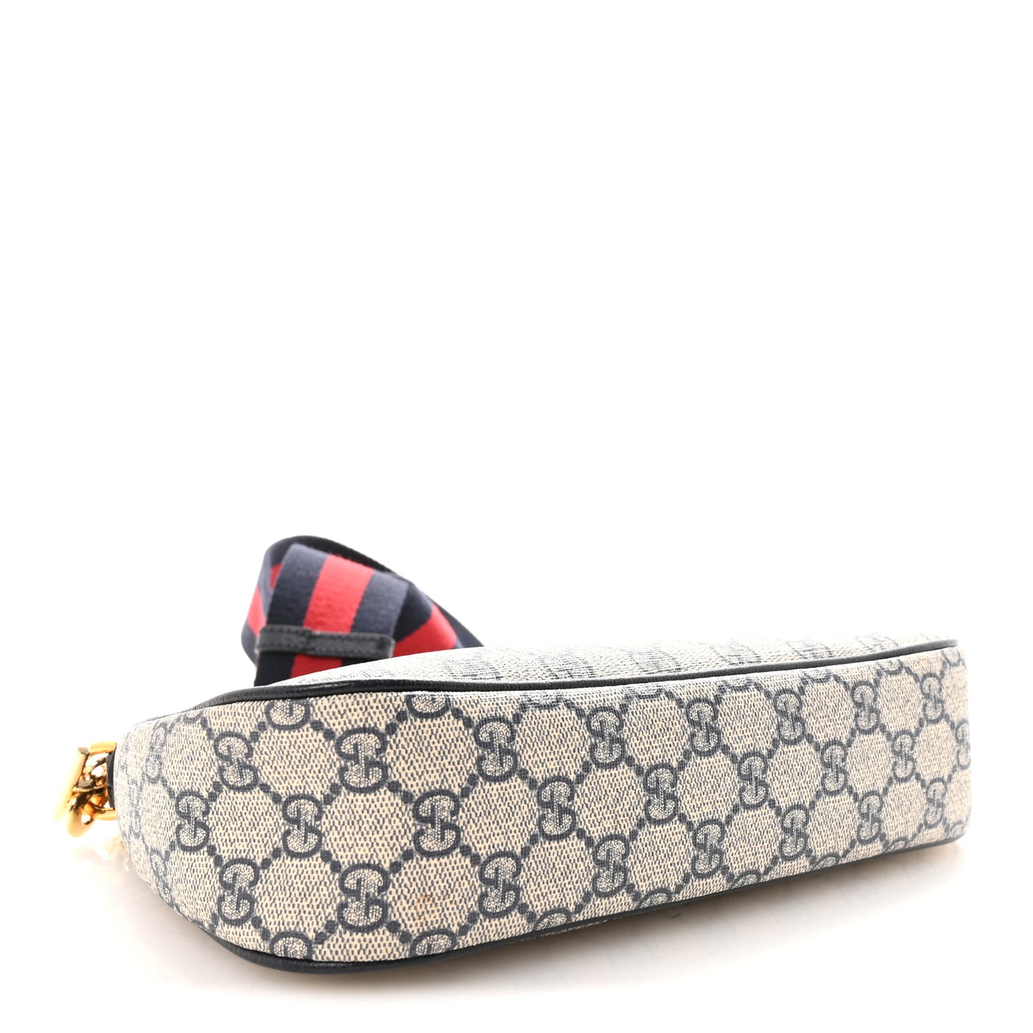 GG Supreme Monogram Textured Dollar Calfskin Web Small Ophidia GG Handbag Beige Blue Beige Blue