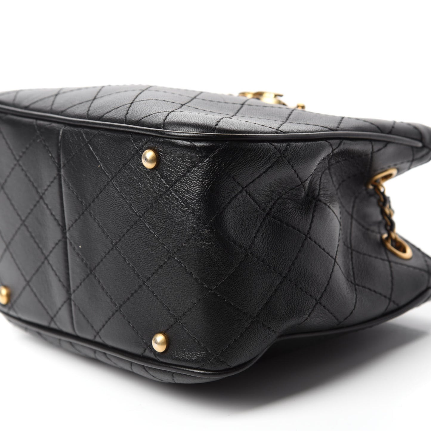Calfskin Stitched Small Egyptian Amulet Drawstring Bag Black