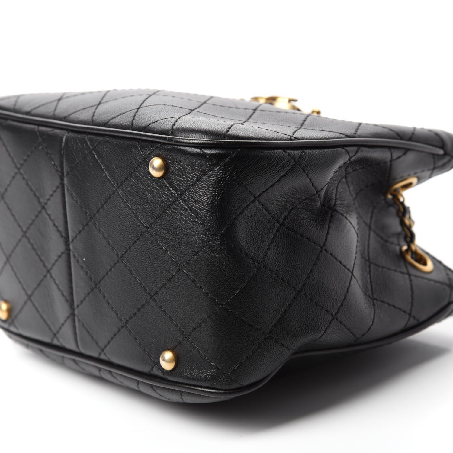 Chanel Calfskin Stitched Small Egyptian Amulet Drawstring Bag Black 7 of 10