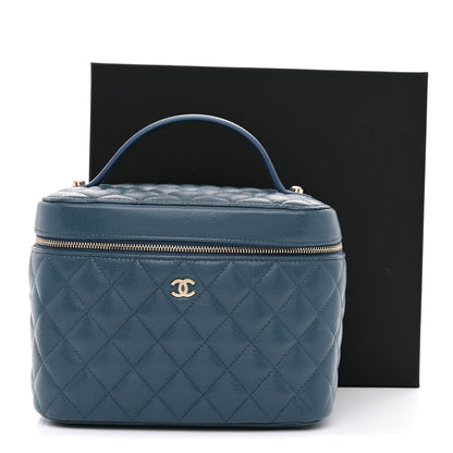 Chanel Caviar Quilted Large Vanity Pouch Blue 9 of 9