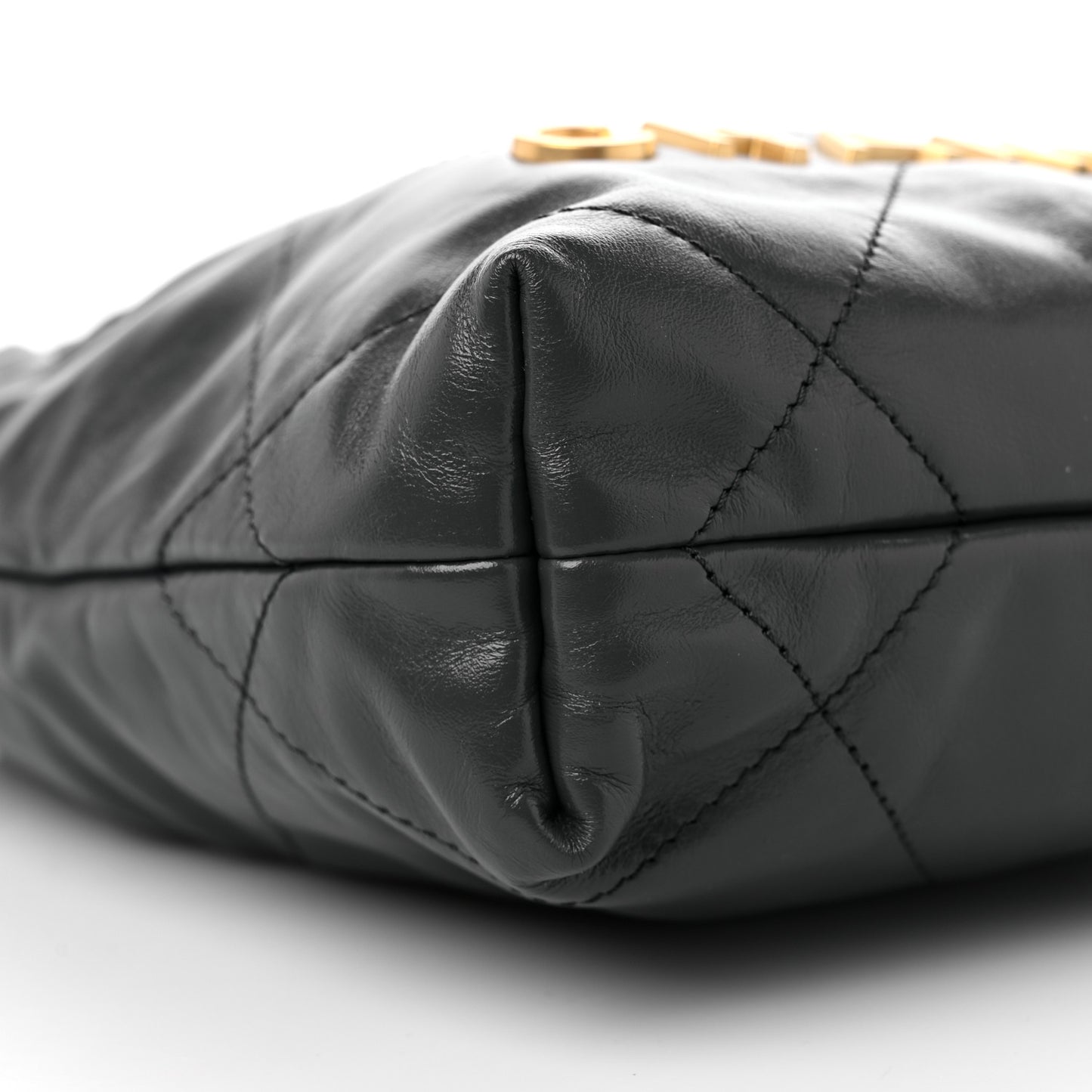 Shiny Calfskin Quilted Mini Chanel 22 Dark Grey