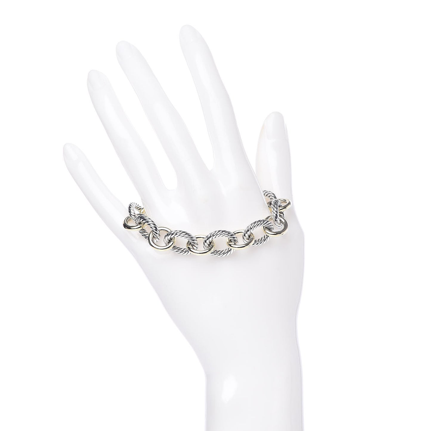 Sterling Silver 18K Yellow Gold 12mm Large Oval Link Bracelet