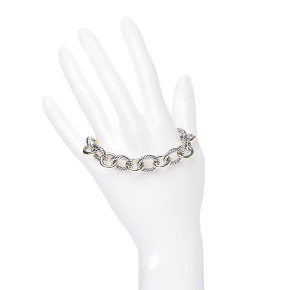 David Yurman Sterling Silver 18K Yellow Gold 12mm Large Oval Link Bracelet 2 of 4