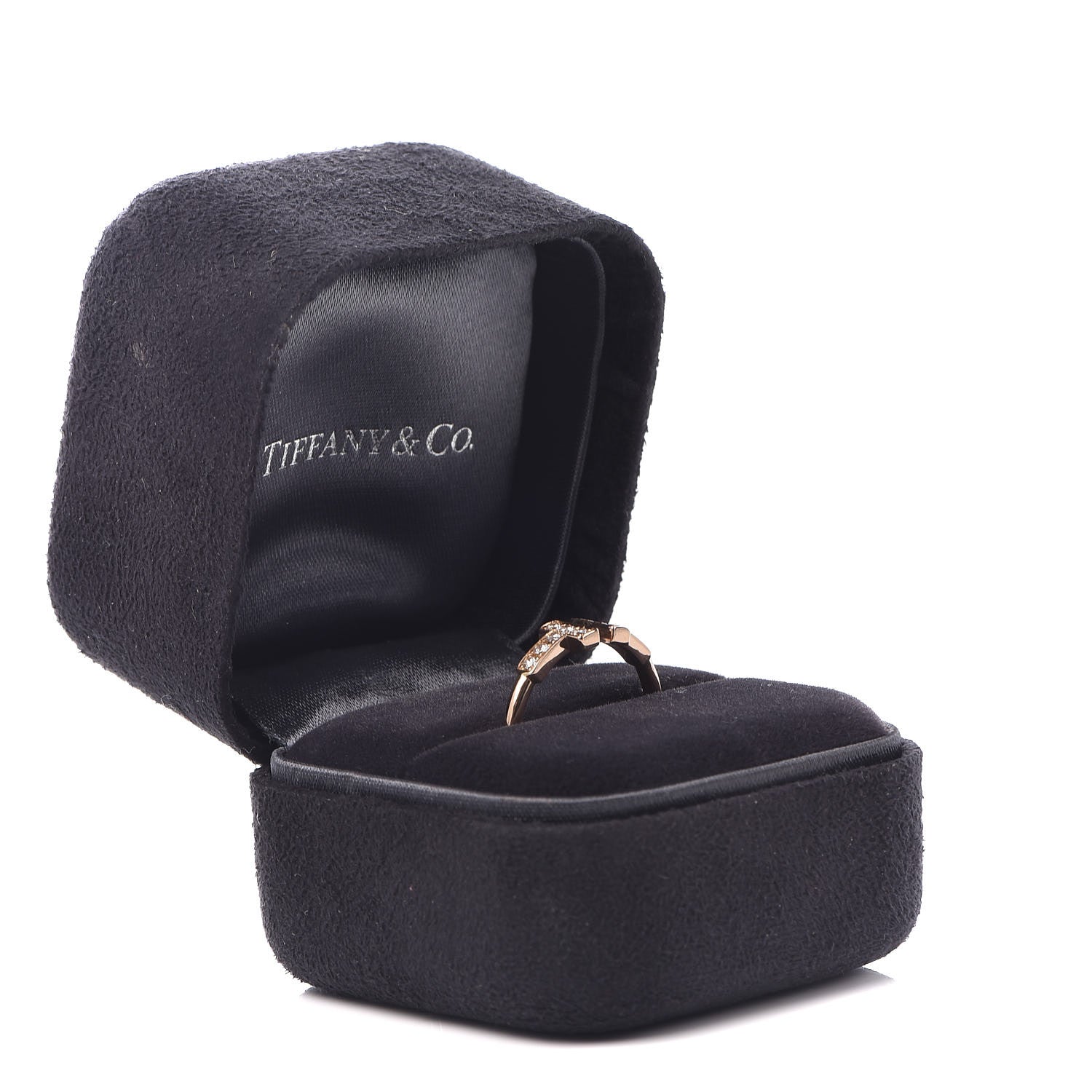 Tiffany 18K Rose Gold Diamond T Wire Ring 49 5 6 of 6