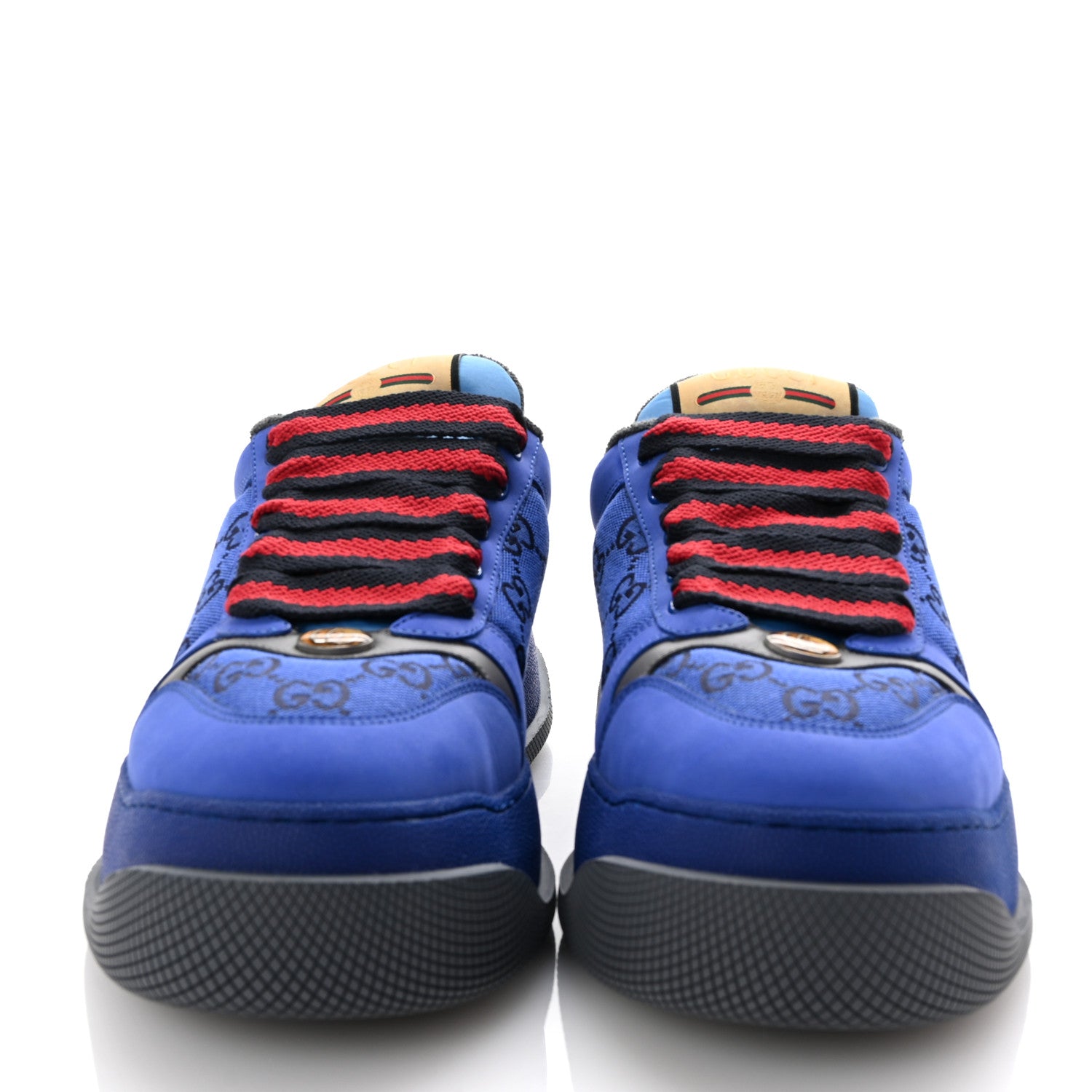 Gucci Monogram Nubuck Miro Soft Calfskin Mens Screener 50mm Sneakers 9.5 Imperial Blue Graphite Grey 3 of 10
