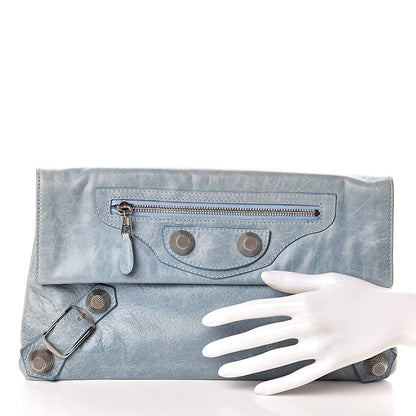 Balenciaga Agneau Giant 21 Silver Hardware Envelope Clutch Sky Silver Hardware 2 of 7