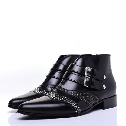 Givenchy Calfskin Studded Punk Ankle Boots 36 Black 4 of 13