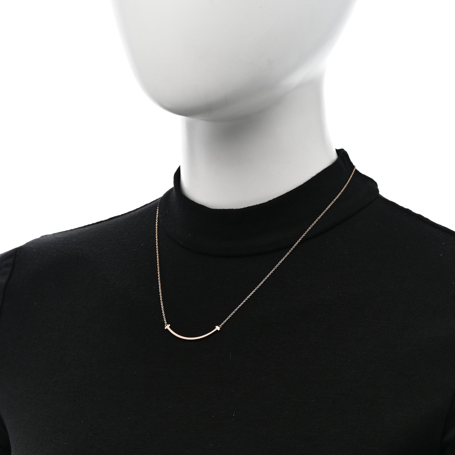 Tiffany 18K Rose Gold Small T Smile Pendant Necklace 2 of 6