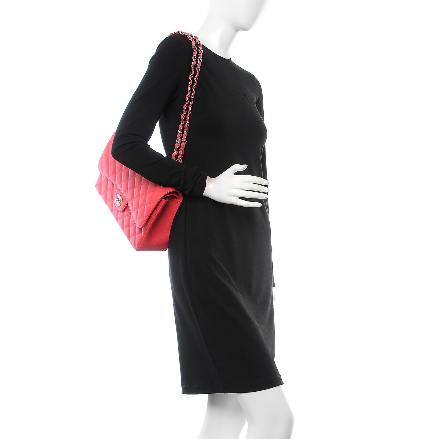 Caviar Quilted Jumbo Double Flap Dark Pink